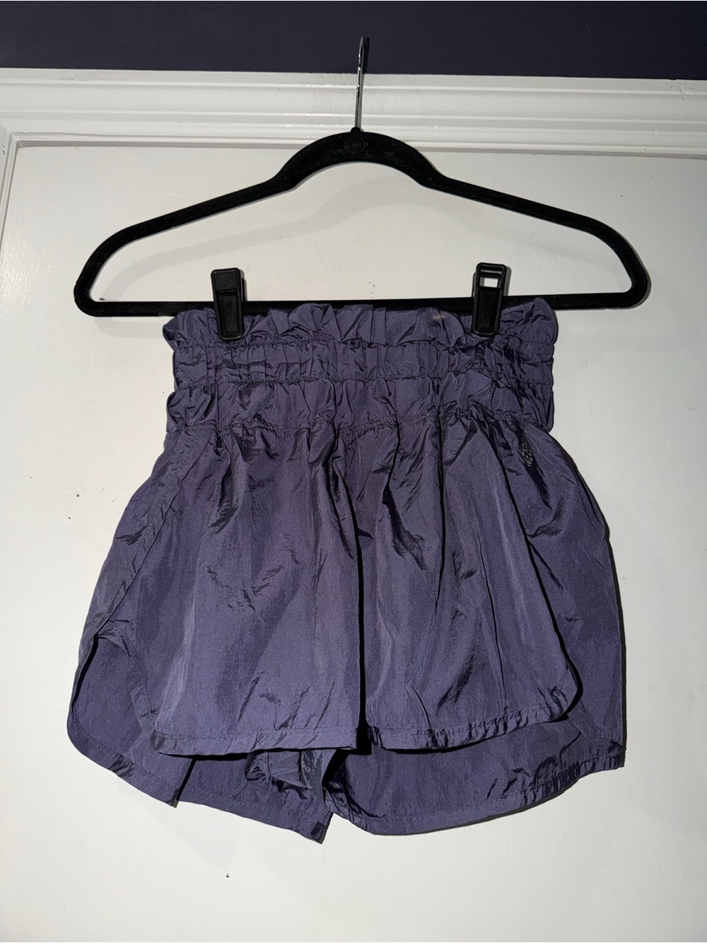 FP Movement by Free People High-Waist Paperbag Athletic Shorts — Purple